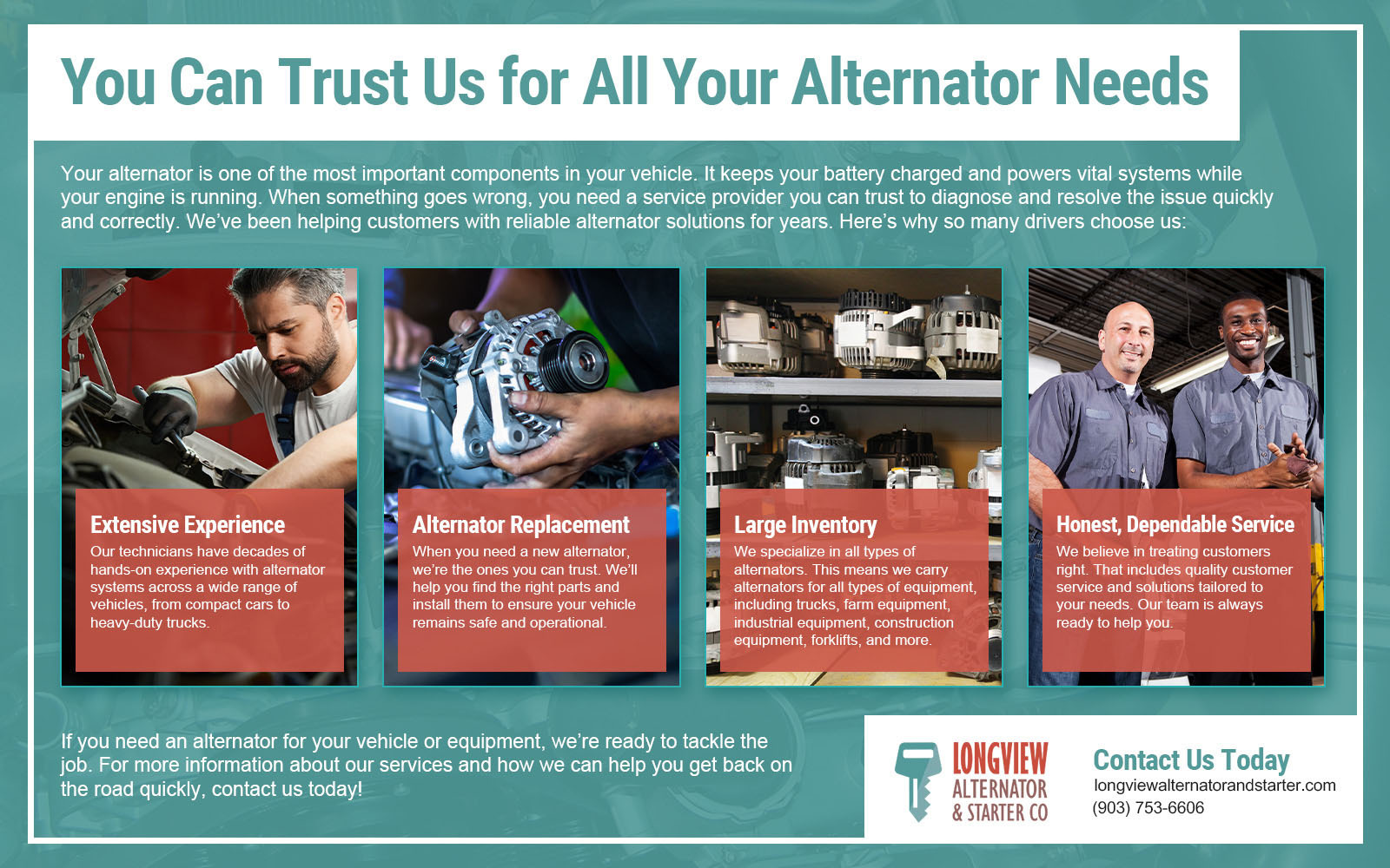 You Can Trust Us for All Your Alternator Needs